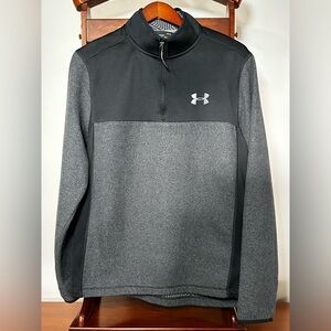 Under Armour Cold Gear Men's Large Black Gray Pullover Fleece Jacket Quarter Zip